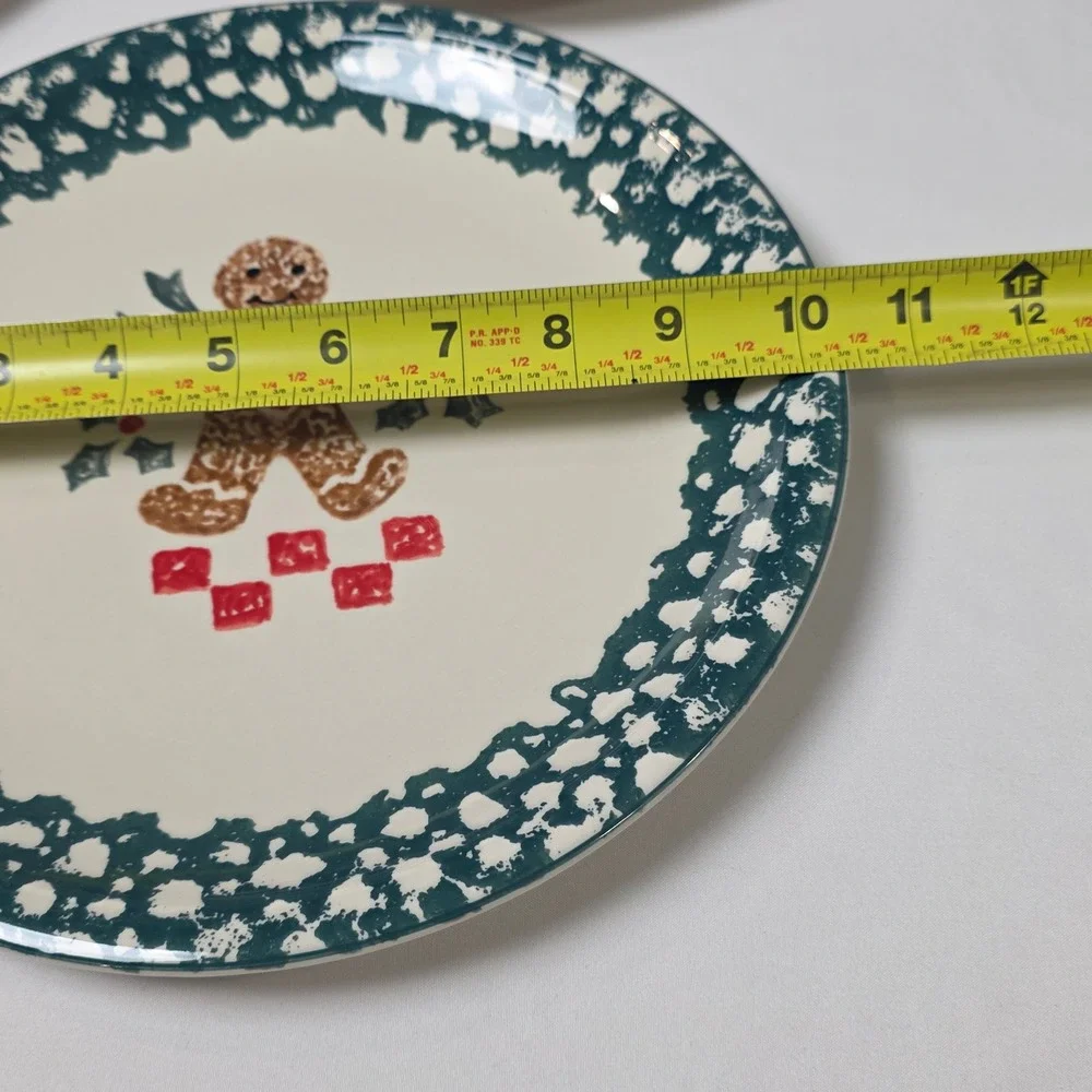 Tienshan Folk Craft Gingerbread Stoneware Set of 4 Dinner Plates‎ 10 3/8